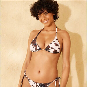 Women's Cow Print Medium Coverage Triangle Bikini Top – Wild Fable™- S- NWT